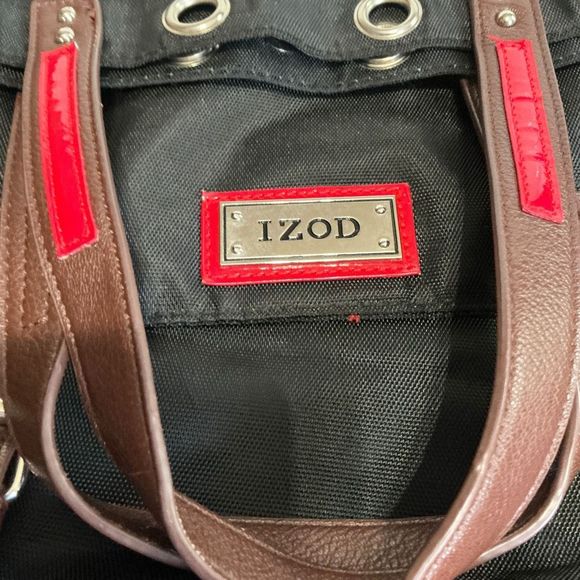 Izod Black & Red Messenger Bag Book Bag Shoulder Bag with adjustable Detachable - Picture 6 of 7